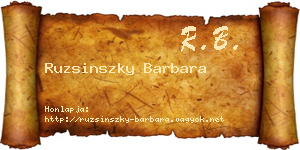 Ruzsinszky Barbara névjegykártya